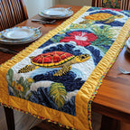 Turtles with Red Hibiscus and Surf Table Runner