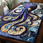 Purple Octopus in Swirling Water Table Runner