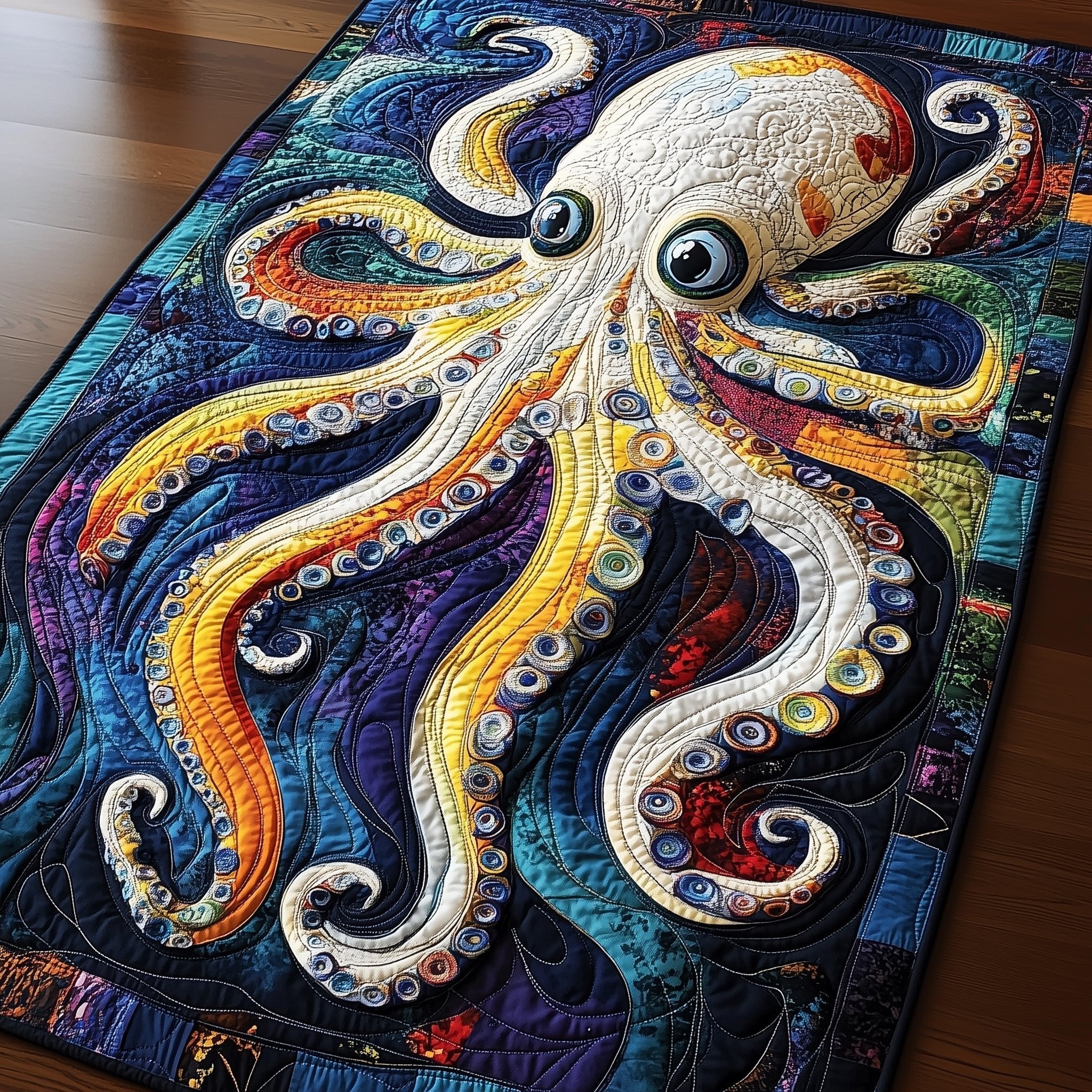 Orange and Purple Octopus Swirls Table Runner