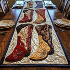 Two Boots with Scroll Tooling Table Runner