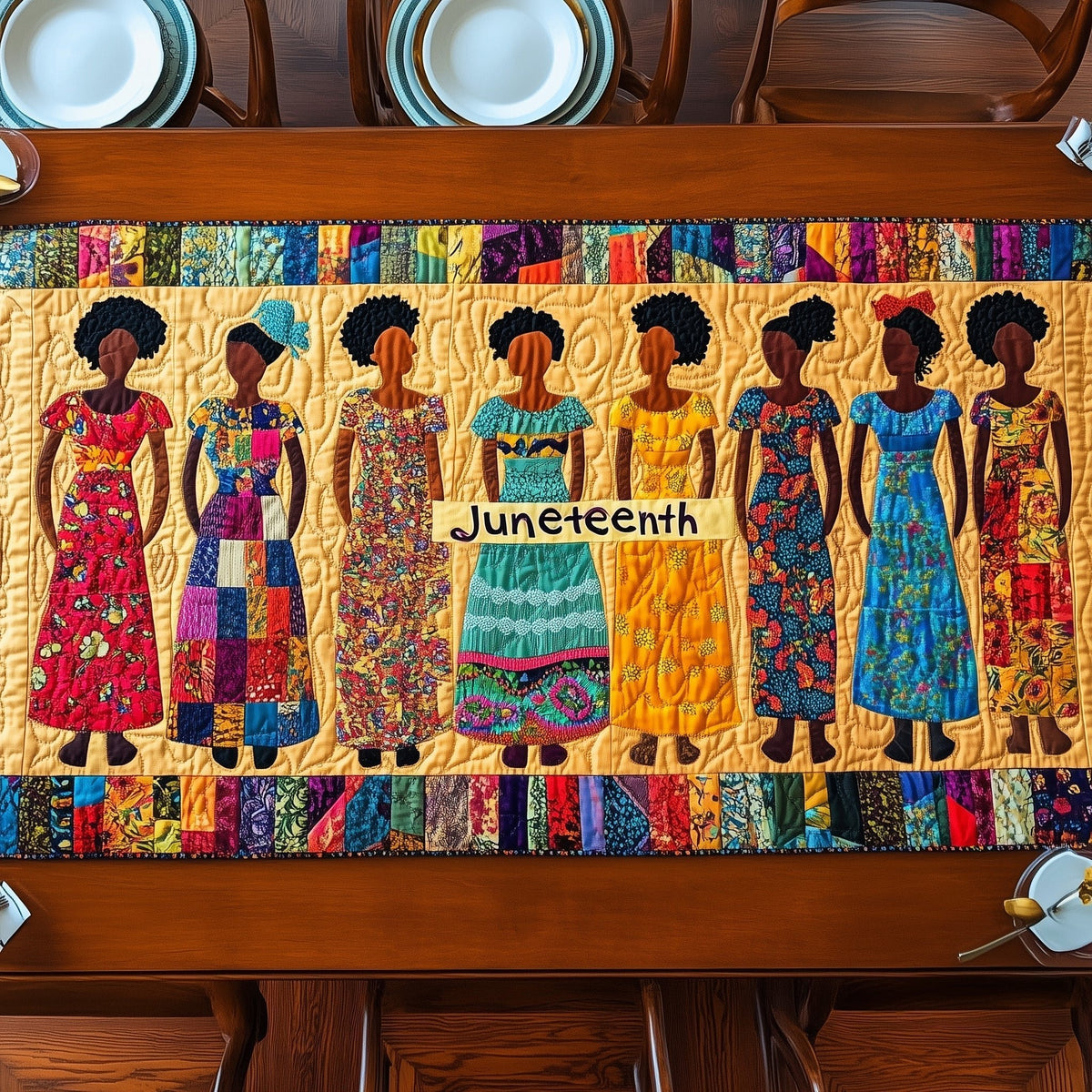 Juneteenth Row of Standing Women Table Runner