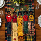 Men in Plaid Shirts with Hearts Table Runner