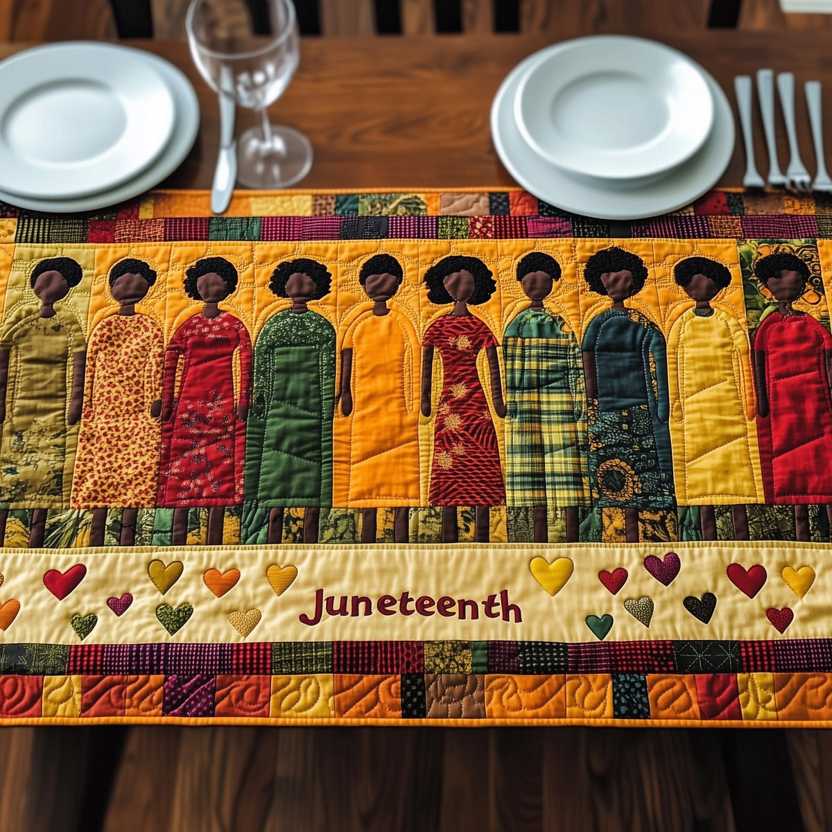 Juneteenth Women with Heart Row Table Runner