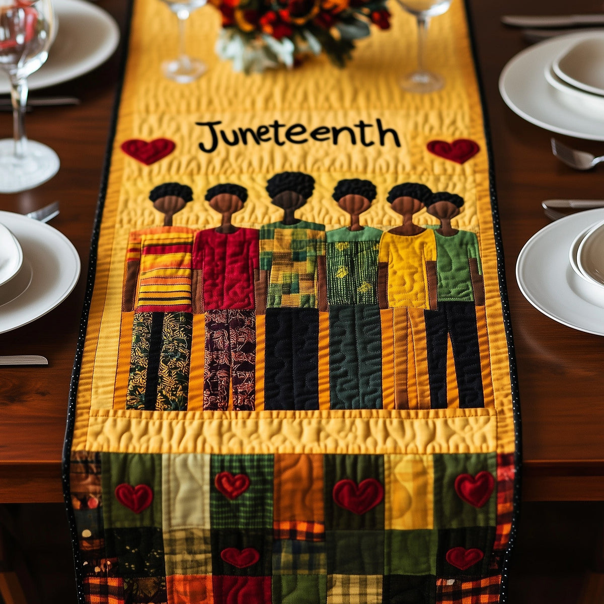 Juneteenth Group in Yellow and Green Table Runner