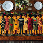Juneteenth Figures on Green Border Table Runner