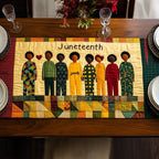 Juneteenth Group in Green and Gold Table Runner