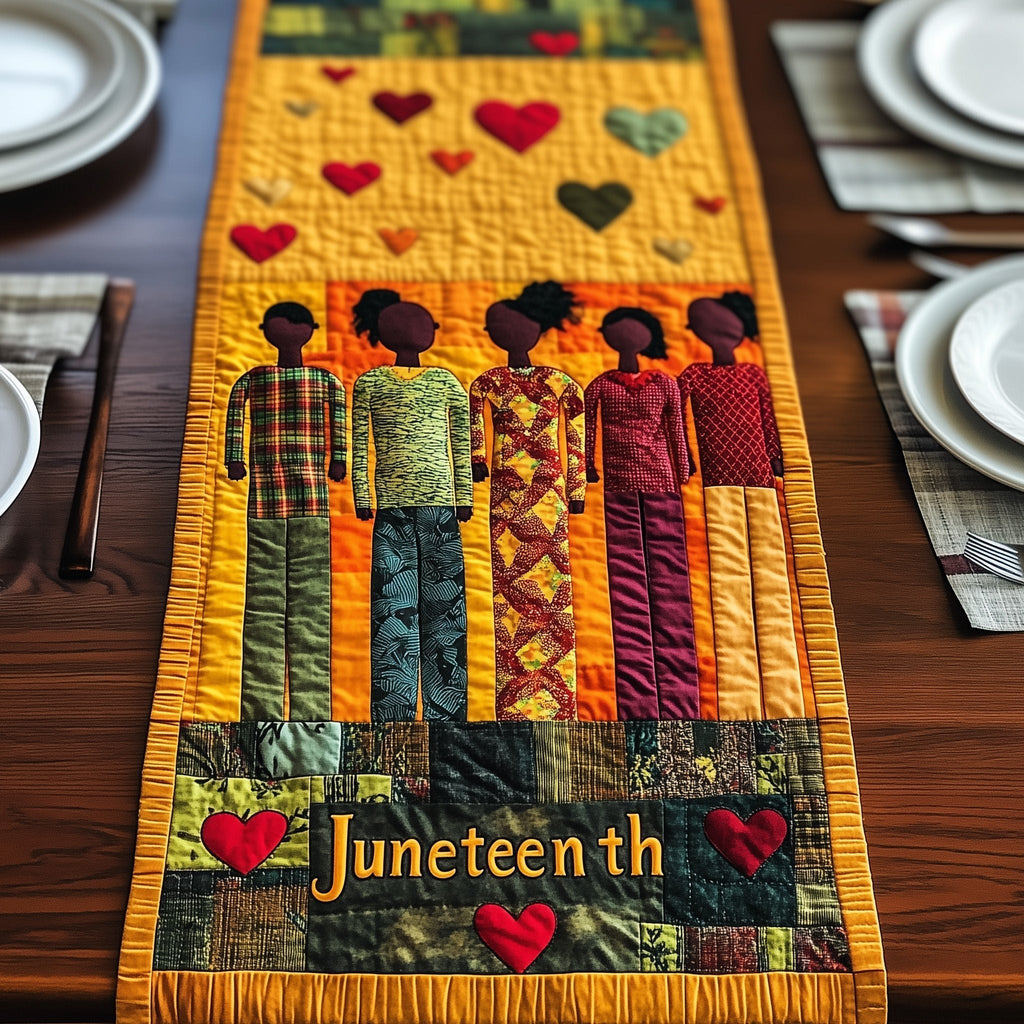 Juneteenth Couple on Patchwork Gold Table Runner