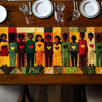 Figures with Heart Chests on Gold Table Runner