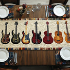 Guitar Lineup on Cream Panel Table Runner