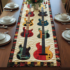 Three Guitars on Cream Center Table Runner