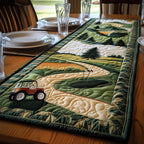 Red Cart on Green Fairway Table Runner