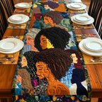 Women Portraits with Curly Hair Table Runner