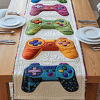 Orange and Blue Game Controllers Table Runner
