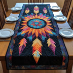 Orange Starburst Dreamcatcher on Black Table Runner