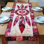 Crimson Dreamcatcher with Pink Feathers Table Runner