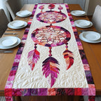 Pale Pink Dreamcatcher with Feathers Table Runner