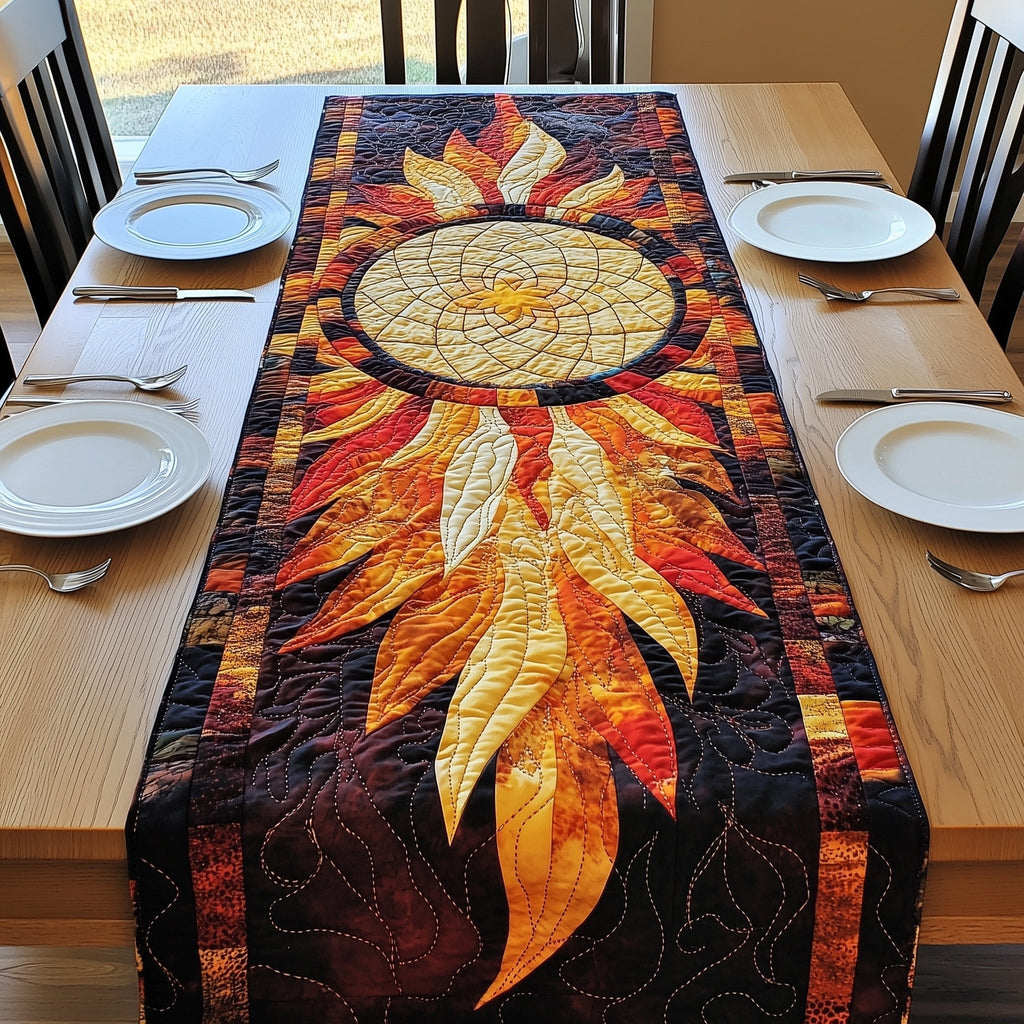 Copper Dreamcatcher on Dark Panel Table Runner