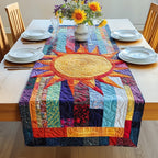Sun Above Colorful Log Cabin Blocks Table Runner