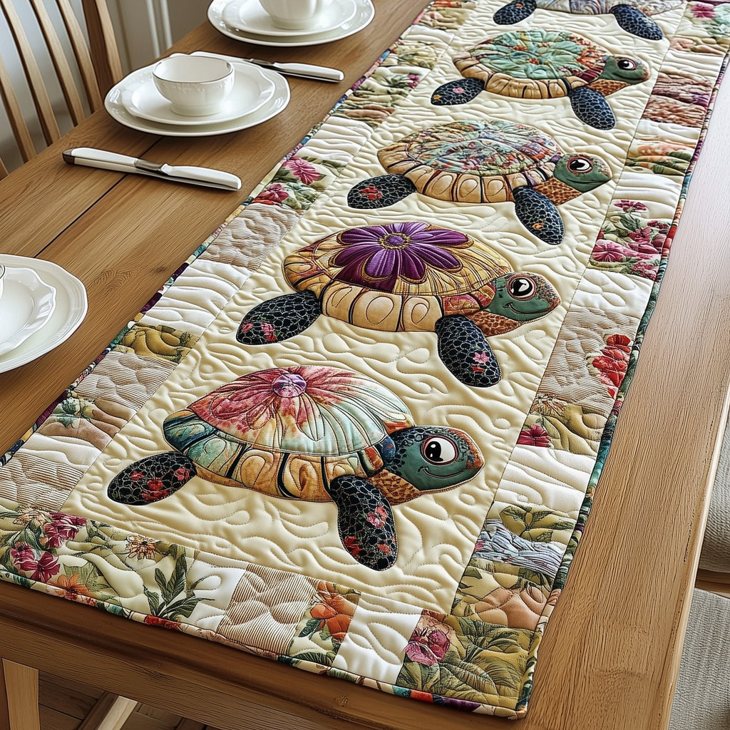 Floral Turtles Table Runner