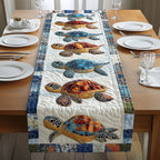 Amber and Blue Turtles in Column Table Runner
