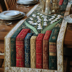Antique Book Spines in Red and Green Table Runner