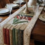 Books with Lily of the Valley Sprigs Table Runner