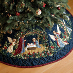 Holy Family with Angel and Holly Christmas Tree Skirt