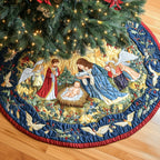 Nativity with Angels and Doves Christmas Tree Skirt