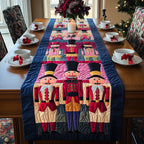 Nutcrackers in Pink and Blue Uniforms Table Runner