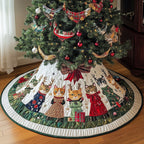 Cats in Sweaters on Cream Christmas Tree Skirt
