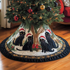 Black Holiday Cat Christmas Tree Skirt