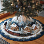 Blue Mountain Village and Train Christmas Tree Skirt