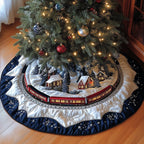 Train Circling the Snowy Village Christmas Tree Skirt