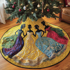 Women in Flowing Swirled Gowns Christmas Tree Skirt
