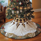 Women in Flowing White Gowns Christmas Tree Skirt