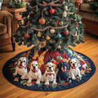 Boxer Family on Color Block Quilt Christmas Tree Skirt