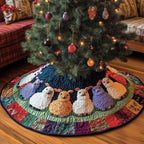 White Sheep on the Pastel Patchwork Ring Christmas Tree Skirt