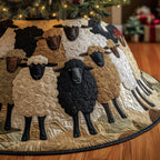 Cream and Black Sheep on Ivory Christmas Tree Skirt