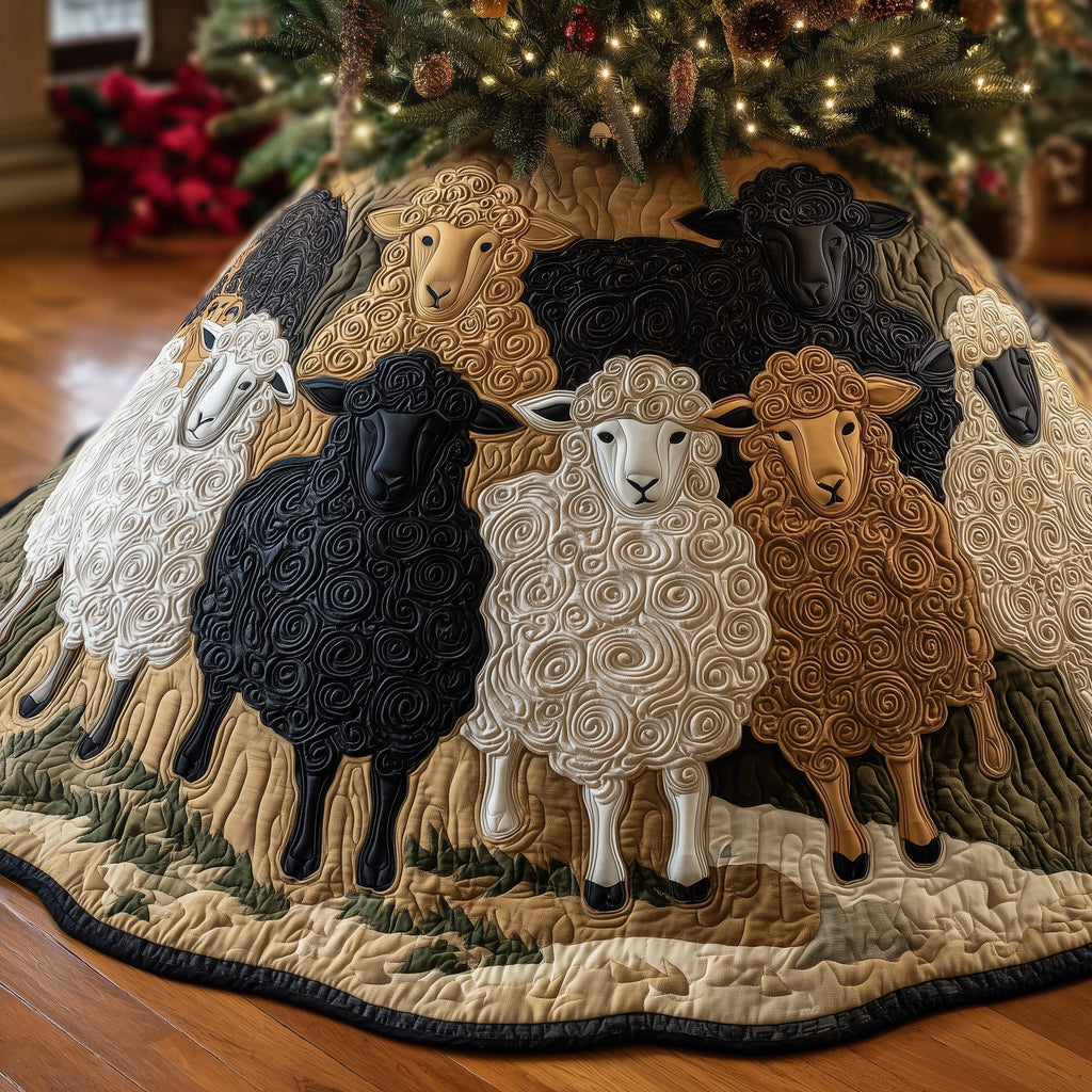 Black Sheep Among the Cream Flock Christmas Tree Skirt