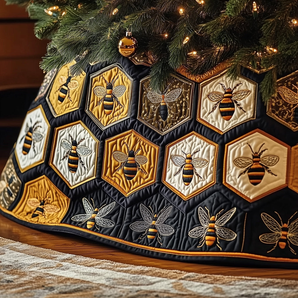 Honeycomb Bee Christmas Tree Skirt