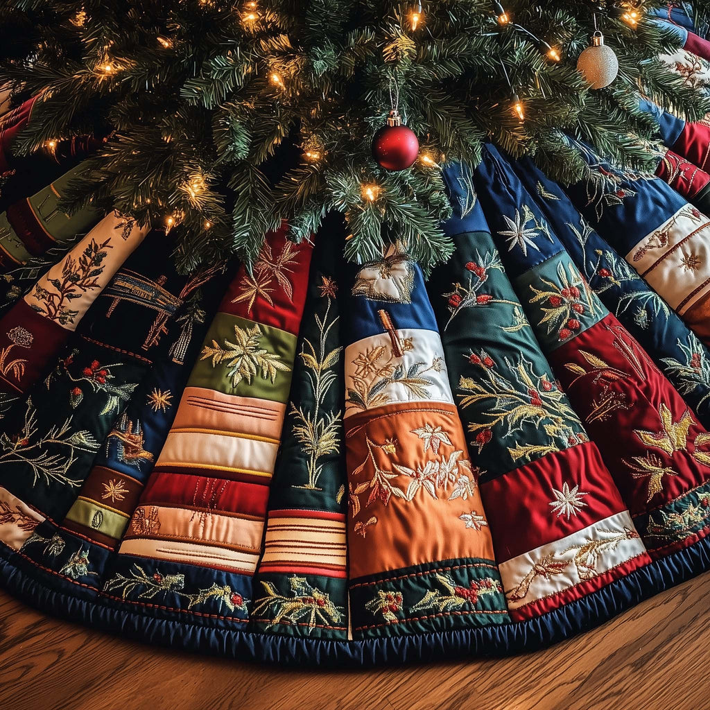 Books with Blue Snowflakes Christmas Tree Skirt