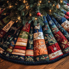 Books with Blue Snowflakes Christmas Tree Skirt