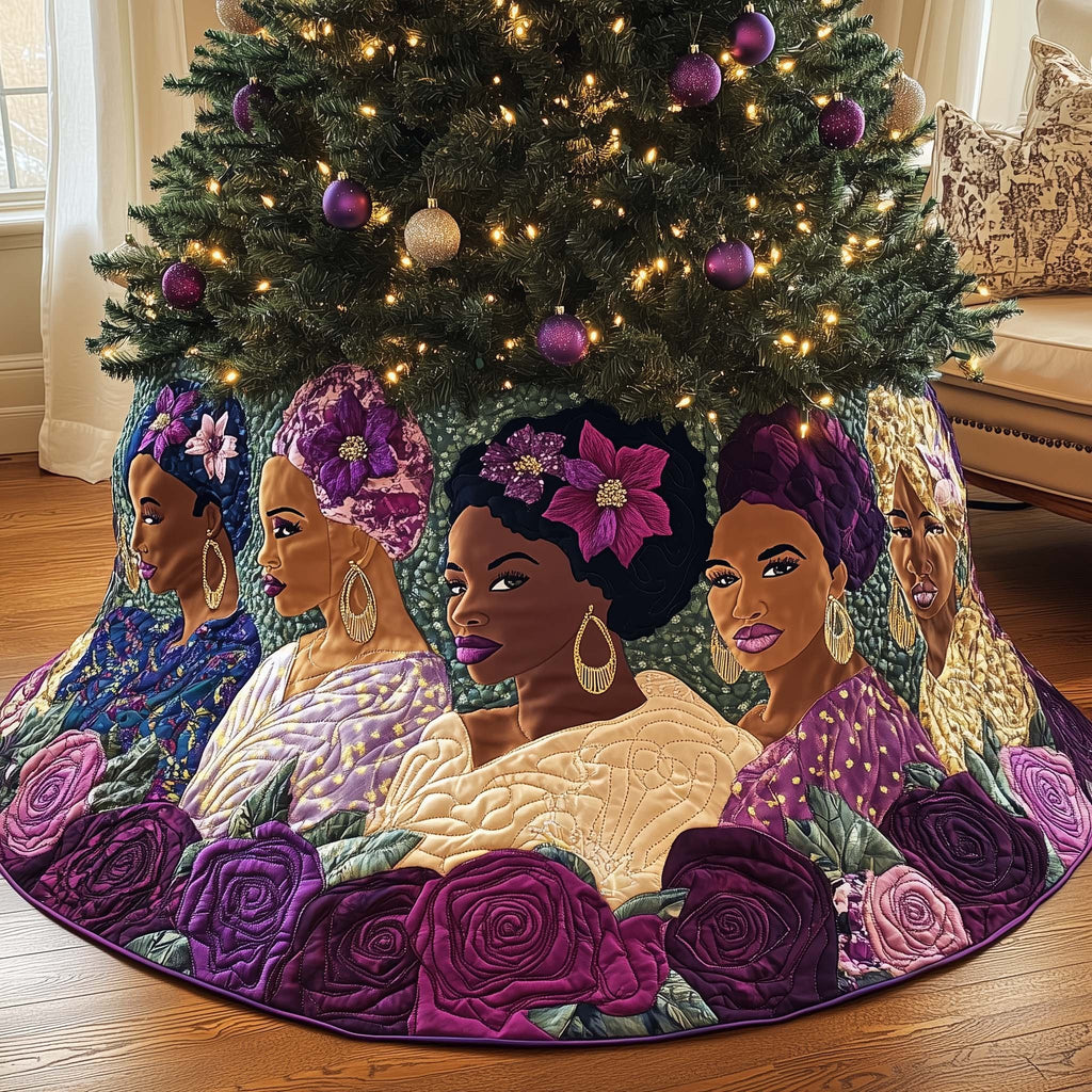 Women with Flowers in Their Hair Christmas Tree Skirt