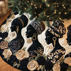 Black Silhouettes with Golden Hoop Earrings Christmas Tree Skirt