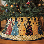 Women in Blue and Pink Gowns Christmas Tree Skirt