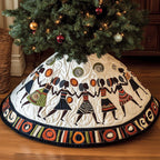 African Dancers with Bold Circle Border Christmas Tree Skirt