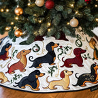 Dachshunds with Holly Sprigs Christmas Tree Skirt