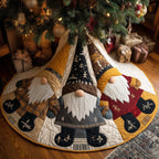 Bearded Gnome in Navy and Gold Christmas Tree Skirt