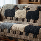 Black and White Sheep on Grey Sofa Cover