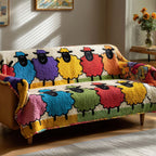Rainbow Coloured Flock of Sheep Sofa Cover